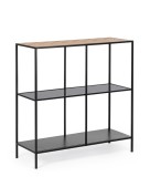 Cumpara ieftin Consola otel negru mdf natur Haldor 82x33x85h