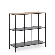 Consola otel negru mdf natur Haldor 82x33x85h