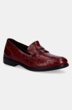 Ecco mocasini de piele Dress femei, culoarea rosu, cu toc plat, 209803-01065