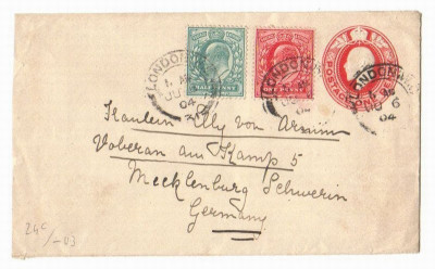 Great Britain 1904 Postal History Rare Cover to Germany D.135 foto