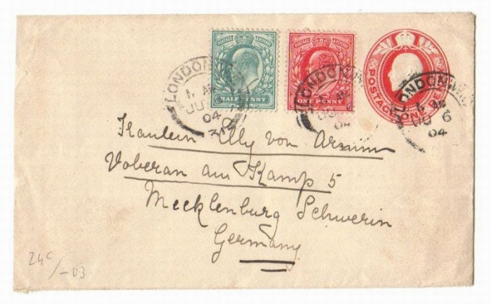 Great Britain 1904 Postal History Rare Cover to Germany D.135
