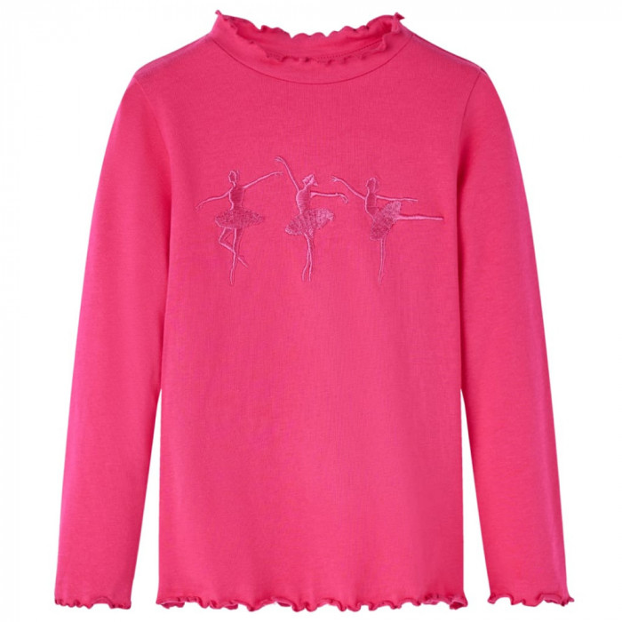 Tricou pentru copii cu m&acirc;neci lungi, roz aprins, 128