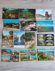 Lot 15 cărți poștale vechi tematice Rom&acirc;nia comunistă (RSR) anii '60-'80 &ndash; C&acirc;mpina, Litoral, T&acirc;rgoviște