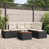 vidaXL Set de canapele pentru grădină cu pernă 5 pcs Negru Rattan poli