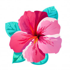 Sticker decorativ Floare, Roz, 62 cm, 7707ST