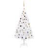 Brad Crăciun pre-iluminat artificial set globuri alb 180 cm PVC