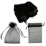 Saculet din organza negru 10 cm , ambalaj elegant pentru bijuterii