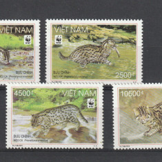 Vietnam 2010-WWF,Fauna,Pisica pescar,serie 4 valori,MNH,Mi.3553-3556