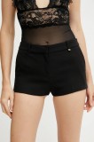 Elisabetta Franchi pantaloni scurți din l&acirc;nă femei, culoarea negru, uni, medium waist, SH00352E2