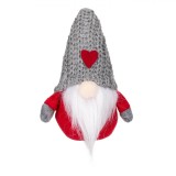 Figurina Decorativă Crăciun Gnome, 15 cm, Corp Roșu, Căciulă Gri, Poliester, Oem