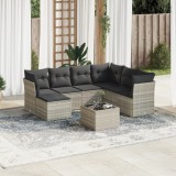 Cumpara ieftin Gossi set mobilier de gradina cu perne, 8 piese gri deschis poliratan