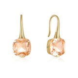 Cumpara ieftin Cercei Drop din Argint 925 Placat cu Aur, Cristal Cushion Champagne