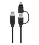 Cablu USB 3.0 A tata cu adaptor USB A tata la USB Type C tata 0.5m, Goobay