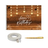 Set album foto pentru nunta, GuestBook, pix si dubluadeziv inclus, plastifiat, Format A4, design rustic lights, accesoriu nunta