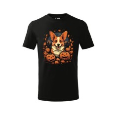 Tricou Personalizat Corgi de Halloween , Design Cu Dovleci pentru Copii