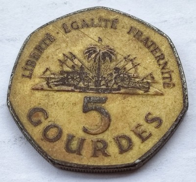 386. Moneda Haiti 5 gourdes 1995 foto