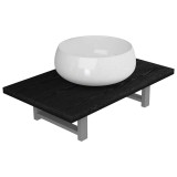 Cumpara ieftin Set mobilier de baie, 2 piese, negru, ceramica