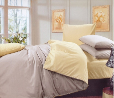 Lenjerie de pat pentru o persoana cu husa elastic pat si fata perna dreptunghiulara, Magnolia, bumbac ranforce, gramaj tesatura 120 g/mp, gri/crem foto