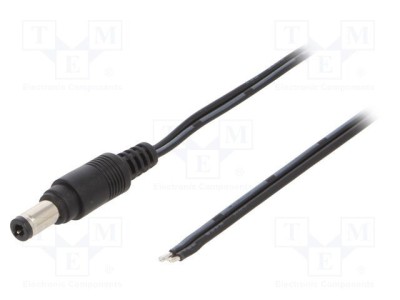 Cablu MFG 2x0,5mm&amp;sup2; DC 5,5/2,5 Mufă Drept Negru 1,5m foto