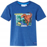 Tricou pentru copii, albastru &icirc;nchis melange, 128 GartenMobel Dekor, vidaXL