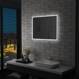 Oglinda LED Baie 80x60cm Argintie vidaXL, Iluminare Perete, Antiumezeala IP44