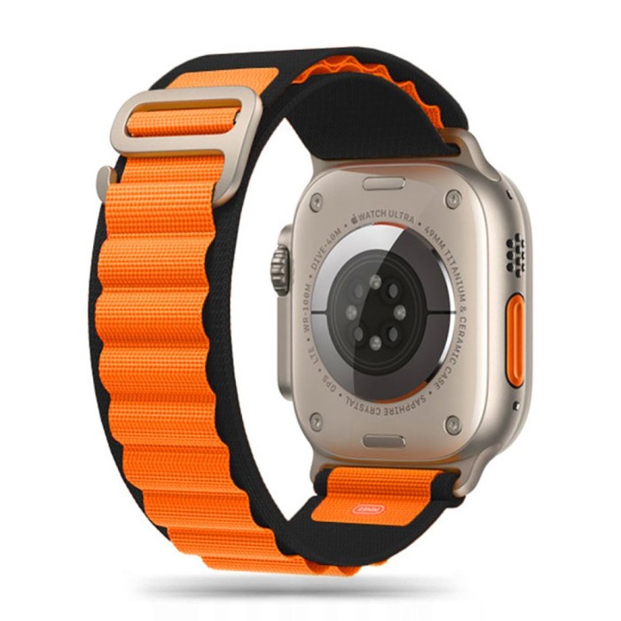 Curea Tech-Protect nylon Pro Apple Watch 42 44 45 49 mm portocaliu negru