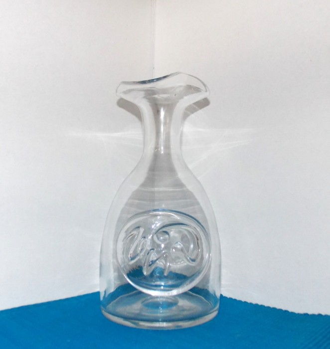 Carafă decantor vin, cristal suflat manual - semnată Ballzar Norberg 1972, proveniență Suedia