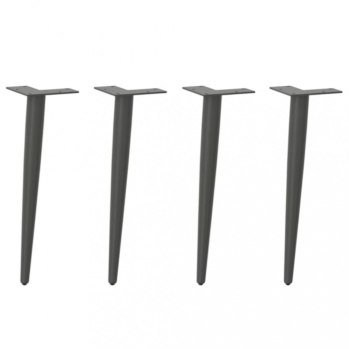 vidaXL Picioare pentru măsuță de cafea, formă conică, 4 buc., antracit, 42-43 cm, oțel