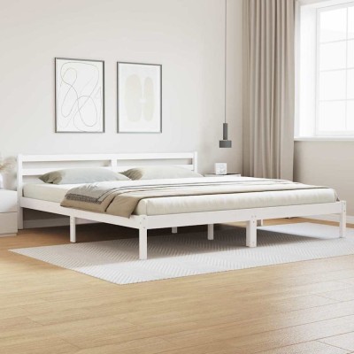 vidaXL Cadru de Pat cu headboard Alb 220 x 180 cm Lemn masiv de pin 869785 foto