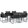 Set de servit masa pentru gradina, 7 piese, negru