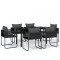Set de servit masa pentru gradina, 7 piese, negru