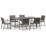 Set mobilier de gradina cu perne, 7 piese, poliratan si otel