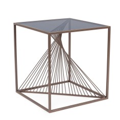 Masuta otel sticla neagra Espiral 48x48x51 cm