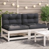 Gossi canapele de gradina fara cotiere, cu perne, 2 buc., alb