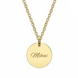 Pandativ din aur galben de 14K in forma de rotund personalizat