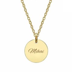 Pandativ din aur galben de 14K in forma de rotund personalizat