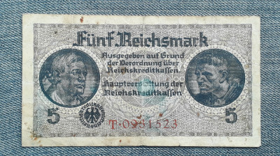 5 ReichsMark ND (1940-1945) Germania / mark marci seria 0931523 foto