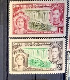 2 timbre Southern Rhodesia 1937 &ndash; &Icirc;ncoronarea Regelui George VI &ndash; Victoria Falls -A85