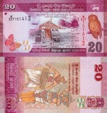 Bancnota Sri Lanka 20 Rupii 2020 UNC, Asia, Neutilizata