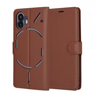 Husa pentru Nothing Phone (2), Techsuit, Leather Folio, Maro foto