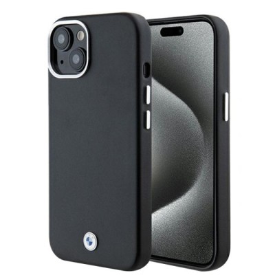 Husa pentru iPhone 15 Plus - BMW Leather Signature Wrapped Metal MagSafe (BMHMP15M23PUFWK) - Black foto