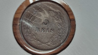 Portugalia - moneda de colectie - 5 reis 1899 Carlos I - xf+ / aunc in cartonas foto
