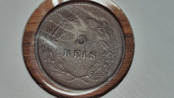 Portugalia - moneda de colectie - 5 reis 1899 Carlos I - xf+ / aunc in cartonas