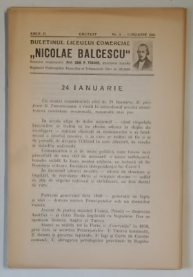 BULETINUL LICEULUI COMERCIAL NICOLAE BALCESCU , ANUL II , NUMARUL 9 , IANUARIE , 1941 foto