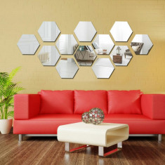 Set 12 panouri autocolante hexagonale oglinda de perete, model Ambiance Mirror, foto