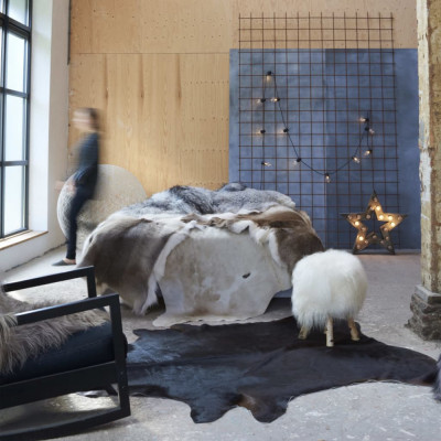 Gossi covor, negru, 180x220 cm, piele naturala de vaca foto