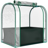 Outsunny Mini Seră de Grădină cu Sac de Plantare, Seră pentru Grădină cu Ușă Rulabilă, Structură din Oțel, Acoperire din Plastic, pentru Legume, Flori