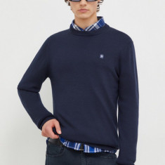 G-Star Raw pulover de lana barbati, culoarea albastru marin, light
