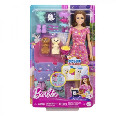 BARBIE PAPUSA BARBIE FAMILY SET PETRECERE CU 2 CATELUSI COLOR CHANGE SuperHeroes ToysZone foto