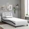 Cadru de pat cu tăblie alb și negru 90x190 cm piele artificială